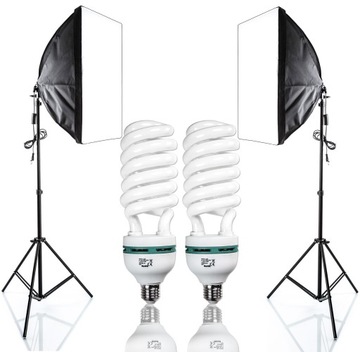 2 LAMPY FOTOGRAFICZNE SOFTBOX 50X70cm 400W STATYWY