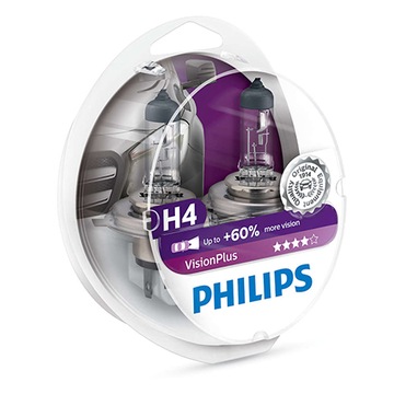 Лампы Philips H4 VisionPlus + на 60 % больше света