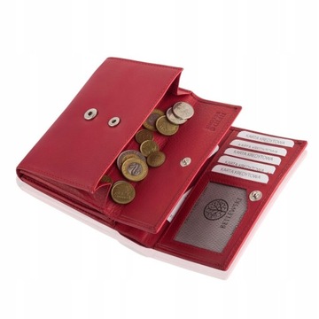 DÁMSKA PEŇAŽENKA KOŽENÁ Betlewski červená prémiová RFID darčeková krabička