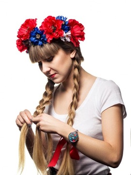 Часы KASHUBIAN BLACK с красочной народной графикой