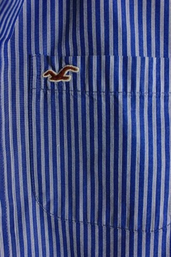 Hollister S koszula paski baby blue logo hit