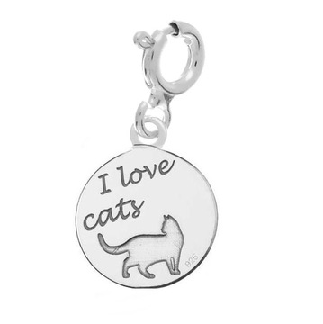 ZAWIESZKA SREBRNA KOCHAM KOTY I LOVE CATS CHARMS WISIOREK SREBRO 925