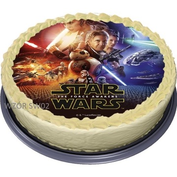 OPŁATEK NA TORT PREMIUM STAR WARS WZORY + NAPIS