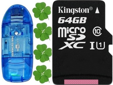 КАРТА KINGSTON MICRO SD 64 ГБ cl10 UHS + SD-READER