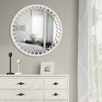 Drewniane Okrągłe Lustro Ścienne MIRELLA 60 cm