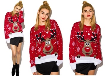 SWETER ŚWIĄTECZNY RENIFER PREZENT NA MIKOŁAJA M/L