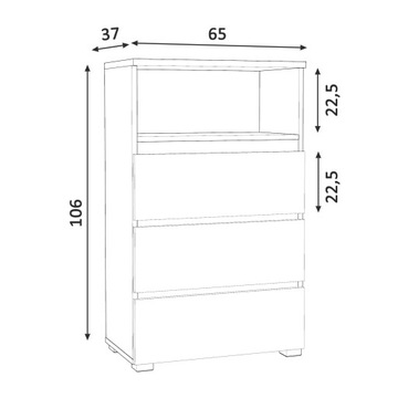 НИЗКИЙ ОФИСНЫЙ КНИЖНЫЙ ШКАФ 3SZ 65СМ NEO 03 БЕЛЫЙ