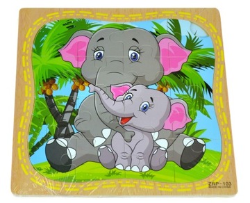 EDUKACYJNA UKŁADANKA DREWNIANA PUZZLE SŁONIK