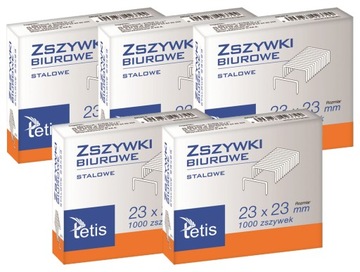 5x Zszywki biurowe HD 23/23 1000szt. Tetis GZ103-A