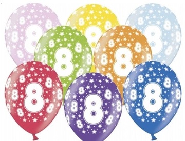 DUŻE 12' Balony Urodzinowe TYCHY z datą Cyfrą 8 !