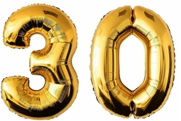 Balony Foliowe Cyfry 30 Hel Urodziny ZŁOTE 100cm