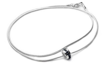 Naszyjnik Choker Celebrytka Kryształ Niebieski Łańcuszek Żmijka Delikatny