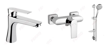 FERRO ALGEO SQUARE Bateria natryskowa + umywalkowa