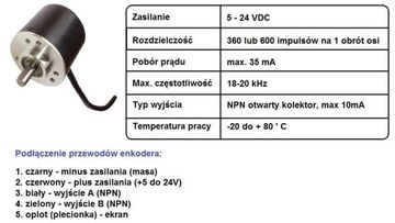 ИНКРЕМЕНТАЛЬНЫЙ ЭНКОДЕР, 600 имп/об, ДАТЧИК 5–24 В