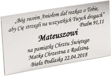 TABLICZKA CHRZEST dedykacja prezent grawer 7x3,5cm