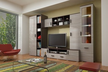 MEBLOŚCIANKA KATRINA DĄB TRUFLOWY/SONOMA + WENGE