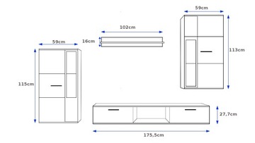 Meblościanka Dąb Sonoma FIESTA 3 kolory LED