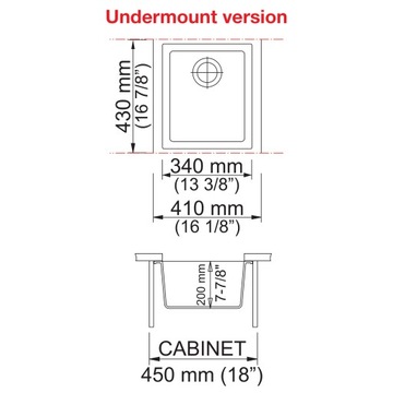 ONE 4110 ПОДВЕСНАЯ гранитная мойка PLADOS