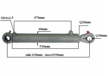 Siłownik hydrauliczny dwustronny wysuw 400mm