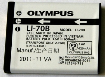 Оригинальный аккумулятор Olympus LI-70B 620 мАч OLSZTYN