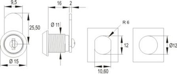 ЗАМОК ДЛЯ КОРОБКИ МИНИ-КАССЕТНЫЕ ЗАМКИ ОДНИМ КЛЮЧОМ FI 12X16 12 X 16 L=30 ММ