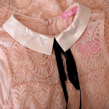 MiaoMiao sukienka koronka różowa falbanki S/M %