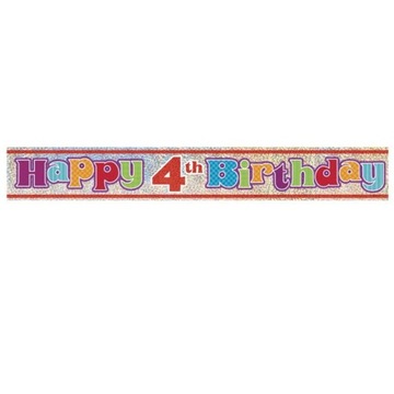 BANER GIRLANDA 4 URODZINY HOLOGRAFICZNY-365CM-0855