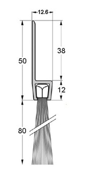 Щеточный уплотнитель для дверей Д-1000мм, В-80мм