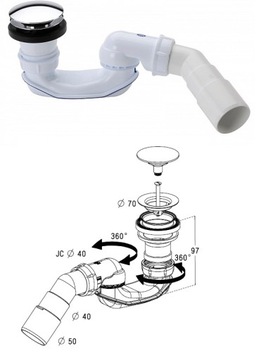 СИФОН RADAWAY TURBOFLOW ДЛЯ ДУШЕВОГО ПОДДОНА CLICK-CLACK 578P