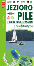 MAPA BATYMETRYCZNA JEZIORO PILE + BRODY, KOCIE, STRZESZYN 3D GPS