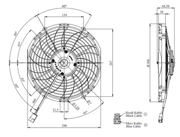 Wentylator osiowy 12V 280mm/11'' Typ Spal VA09-AP8