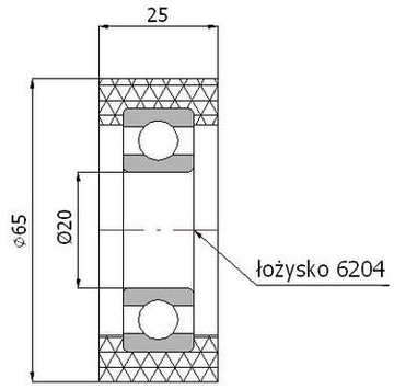 ROLKA ROLKI fi 65mm DOCISKOWE DOCISKOWA szer. 25mm