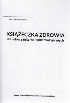 Książeczka SANEPIDOWSKA sanitarno-epidemiologiczna