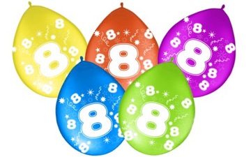 Balony Cyfra 8 OSIEM Urodziny Party Balon 5 szt.