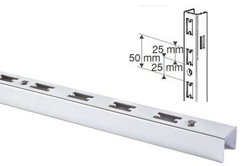 НАСТЕННАЯ РЕЙКА 2,4 М ХРОМИРОВАННАЯ ПОЛКА УНИВЕРСАЛЬНЫЙ ПРОФИЛЬ a1