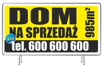 Baner reklamowy 2x1m Sprzedam Wynajmę Kupię DOM/Działkę Mieszkanie Wzory