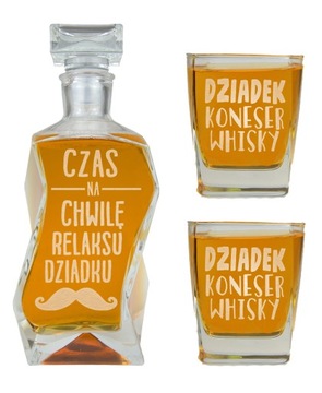 KOMPLET KARAFKA + 2 SZKLANKI DLA DZIADKA PREZENT