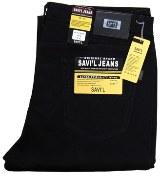 SAVIL duże czarne dżinsy klasyczne lycra SUPER MOCNE W41 pas 110/112 cm