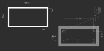 'LEDFRAME' 120*80 LUSTRO PODŚWIETLANE ŁAZIENKOWE