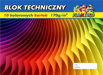 Blok techniczny A3 kolorowe kartki 10 kartek 170 g