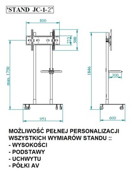 STOJAK STAND WÓZEK STATYW PODSTAWA DO MONITORA TV