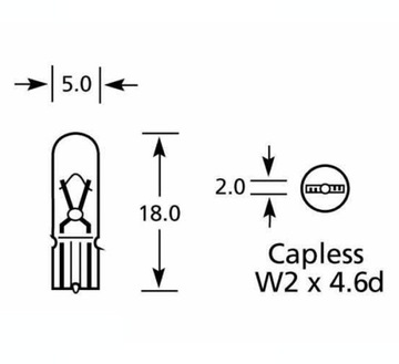 Лампа W2.3W M-TECH W2x4.6d T5 2.3W 12V -10 шт.