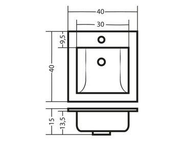 БЕЛАЯ раковина 40 x 40 x 1,5 см Polish Product