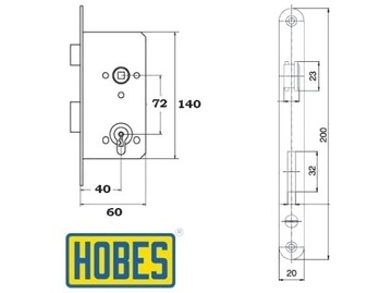 HOBES Замок дверной 72/40 для туалетов, ванных комнат, врезных унитазов, дверные замки