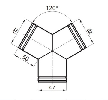 Тройник Y120 - штаны оцинкованные, диаметр 125/125/125 мм.