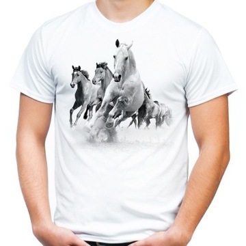 Koszulka z koniem w konie biegnące t-shirt koń -M