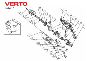 VERTO 50G517 WŁĄCZNIK WYŁĄCZNIK WIERTARKI UDAROWEJ