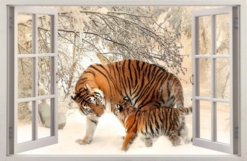 NAKLEJKI NA ŚCIANĘ TYGRYSY na śniegu 43 115x75 cm