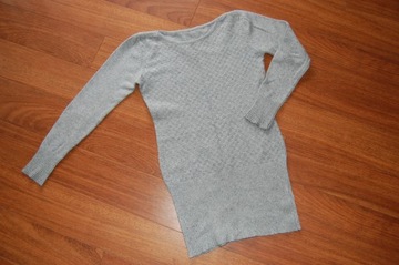 sweterek damski szary tunika 36-38 S-M akryl