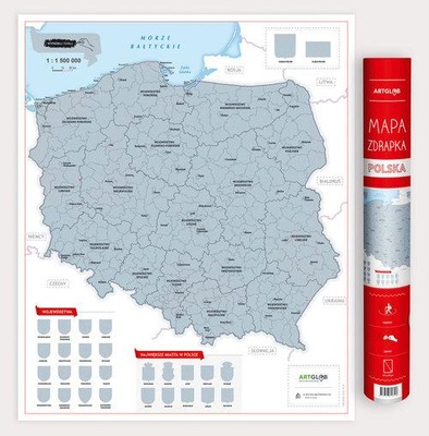 Mapa zdrapka. Polska. Skala 1:1 500 000